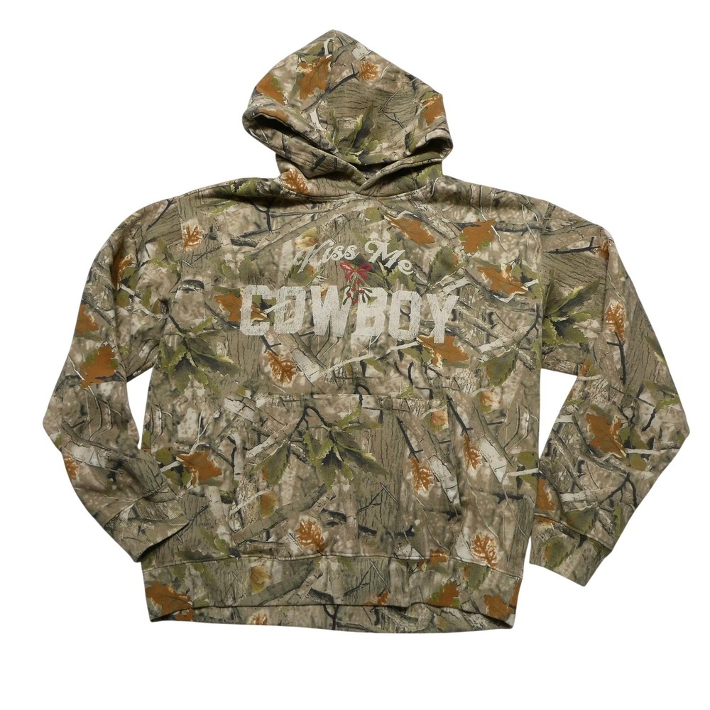 Goodie Two Sleeves Hoodie Sweatshirt Size Small Green Camo Kiss Me Cowboy